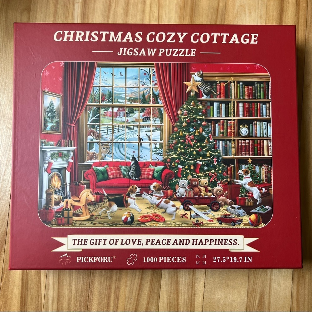 Pickforu Christmas Cozy Cottage 1000 Piece Christmas Holiday Jigsaw Puzzle
